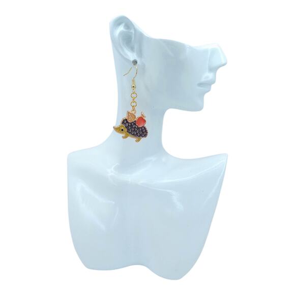 Hedgehog Apple Earrings 🍂🦔 - Picture 4 of 4